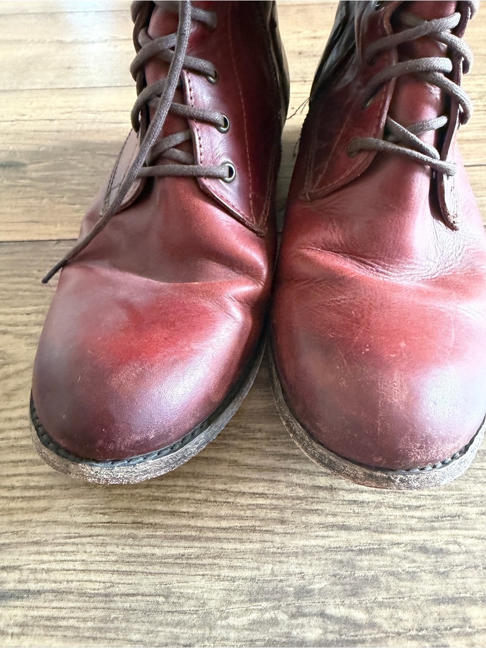 Frye Lace-Up Leather Boots – Women's Size 9 red leather made in Mexico zip - Picture 5 of 11